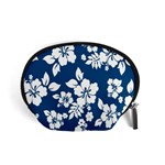 Hibiscus Flowers Seamless Blue White Hawaiian Accessory Pouches (Small)  Front