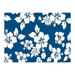 Hibiscus Flowers Seamless Blue White Hawaiian Double Sided Flano Blanket (mini)  by Mariart