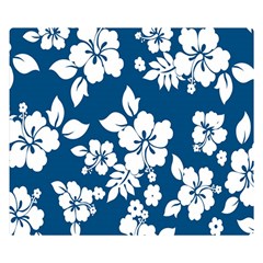 Hibiscus Flowers Seamless Blue White Hawaiian Double Sided Flano Blanket (small)  by Mariart