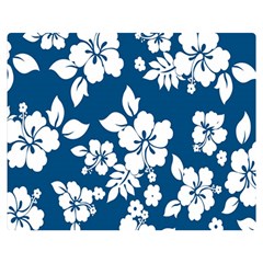 Hibiscus Flowers Seamless Blue White Hawaiian Double Sided Flano Blanket (medium)  by Mariart