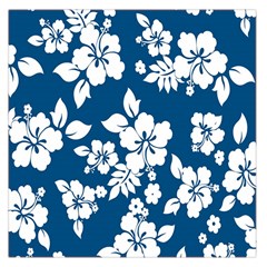 Hibiscus Flowers Seamless Blue White Hawaiian Large Satin Scarf (square) by Mariart