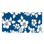 Hibiscus Flowers Seamless Blue White Hawaiian Satin Shawl Front