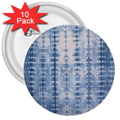 Indigo Grey Tie Dye Kaleidoscope Opaque Color 3  Buttons (10 Pack) 