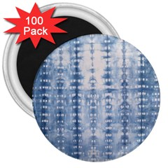 Indigo Grey Tie Dye Kaleidoscope Opaque Color 3  Magnets (100 Pack)