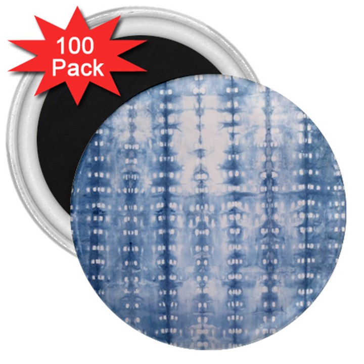 Indigo Grey Tie Dye Kaleidoscope Opaque Color 3  Magnets (100 pack)