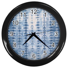 Indigo Grey Tie Dye Kaleidoscope Opaque Color Wall Clocks (black) by Mariart