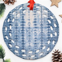 Indigo Grey Tie Dye Kaleidoscope Opaque Color Round Filigree Ornament (two Sides) by Mariart