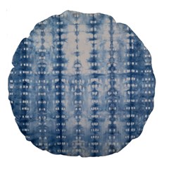 Indigo Grey Tie Dye Kaleidoscope Opaque Color Large 18  Premium Round Cushions by Mariart