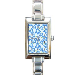 Hibiscus Flowers Seamless Blue Rectangle Italian Charm Watch