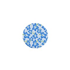 Hibiscus Flowers Seamless Blue 1  Mini Buttons by Mariart