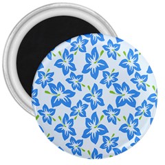 Hibiscus Flowers Seamless Blue 3  Magnets