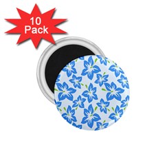 Hibiscus Flowers Seamless Blue 1 75  Magnets (10 Pack)  by Mariart