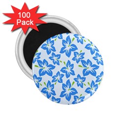 Hibiscus Flowers Seamless Blue 2 25  Magnets (100 Pack) 