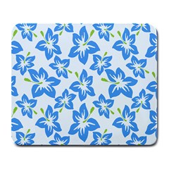 Hibiscus Flowers Seamless Blue Large Mousepads