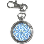 Hibiscus Flowers Seamless Blue Key Chain Watches Front