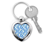 Hibiscus Flowers Seamless Blue Key Chains (Heart)  Front