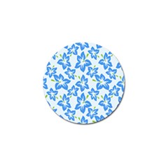 Hibiscus Flowers Seamless Blue Golf Ball Marker by Mariart