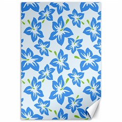 Hibiscus Flowers Seamless Blue Canvas 12  X 18   by Mariart