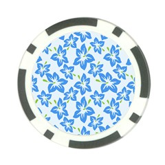 Hibiscus Flowers Seamless Blue Poker Chip Card Guard (10 Pack)