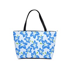 Hibiscus Flowers Seamless Blue Shoulder Handbags by Mariart