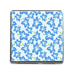 Hibiscus Flowers Seamless Blue Memory Card Reader (square) by Mariart