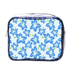 Hibiscus Flowers Seamless Blue Mini Toiletries Bags