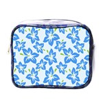 Hibiscus Flowers Seamless Blue Mini Toiletries Bags Front