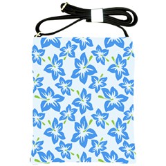 Hibiscus Flowers Seamless Blue Shoulder Sling Bags