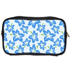 Hibiscus Flowers Seamless Blue Toiletries Bags by Mariart