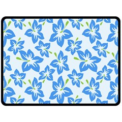 Hibiscus Flowers Seamless Blue Fleece Blanket (large)  by Mariart