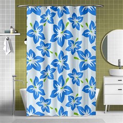 Hibiscus Flowers Seamless Blue Shower Curtain 48  X 72  (small) 