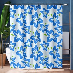 Hibiscus Flowers Seamless Blue Shower Curtain 60  X 72  (medium) 