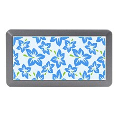 Hibiscus Flowers Seamless Blue Memory Card Reader (mini)