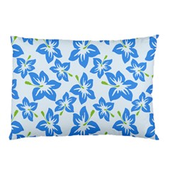 Hibiscus Flowers Seamless Blue Pillow Case (two Sides)