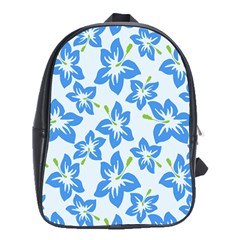 Hibiscus Flowers Seamless Blue School Bags (xl)  by Mariart