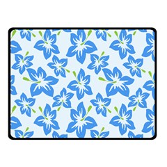 Hibiscus Flowers Seamless Blue Double Sided Fleece Blanket (small) 