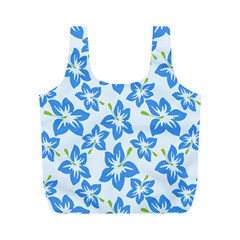 Hibiscus Flowers Seamless Blue Full Print Recycle Bags (m) 