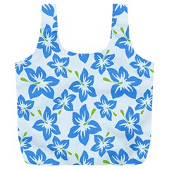 Hibiscus Flowers Seamless Blue Full Print Recycle Bags (l)  by Mariart