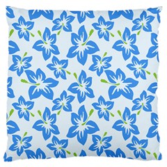 Hibiscus Flowers Seamless Blue Standard Flano Cushion Case (two Sides) by Mariart