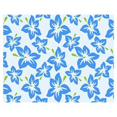 Hibiscus Flowers Seamless Blue Double Sided Flano Blanket (medium)  by Mariart