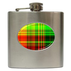 Line Light Neon Red Green Hip Flask (6 oz)