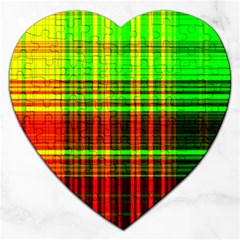 Line Light Neon Red Green Jigsaw Puzzle (Heart)