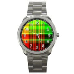 Line Light Neon Red Green Sport Metal Watch by Mariart