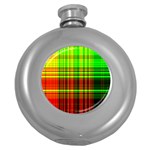 Line Light Neon Red Green Round Hip Flask (5 oz) Front