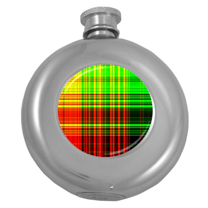 Line Light Neon Red Green Round Hip Flask (5 oz)