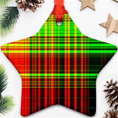 Line Light Neon Red Green Star Ornament (Two Sides)