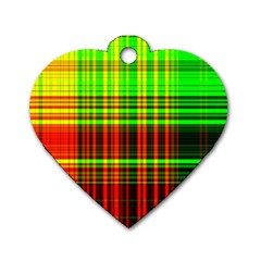 Line Light Neon Red Green Dog Tag Heart (Two Sides)