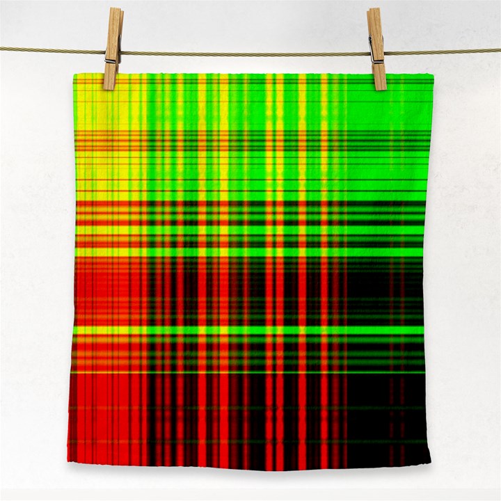 Line Light Neon Red Green Face Towel