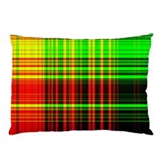 Line Light Neon Red Green Pillow Case