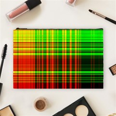 Line Light Neon Red Green Cosmetic Bag (Large) 